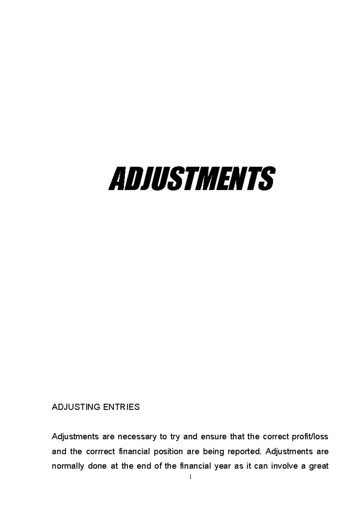 Chapter 6 Adjustments - Lecture Notes on Adjusting Entries - Studocu