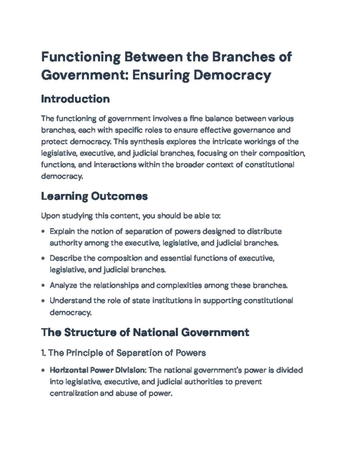 Understanding the Separation of Powers in Constitutional Democracy ...