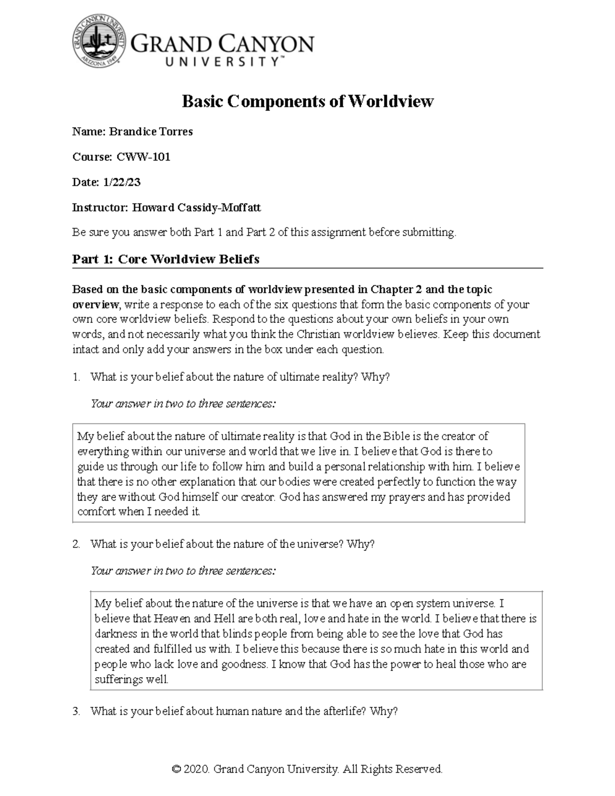 CWV 101 301 RS T1Basic Components Of Worldview - Basic Components of ...