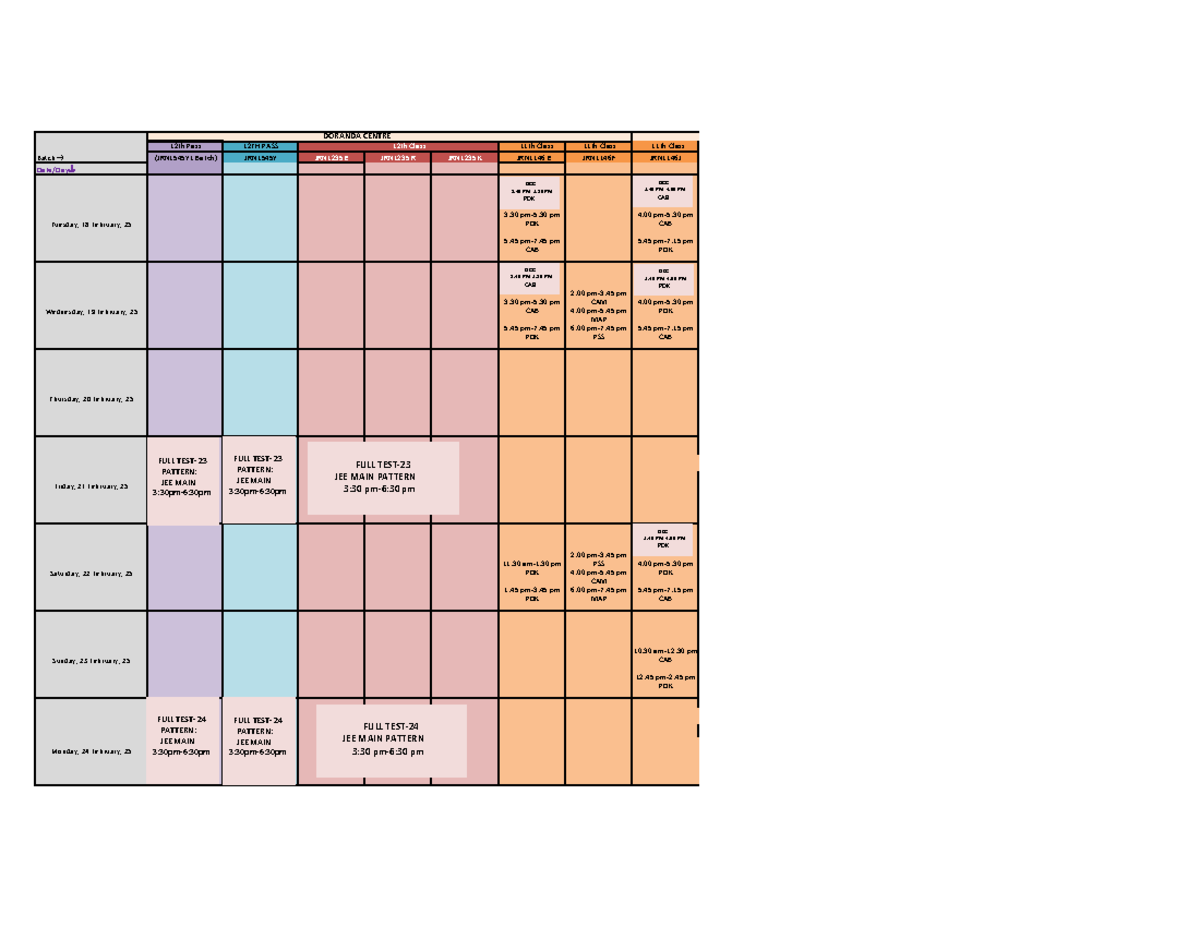 Time Table-The Path Shala Senior Batches 18-02-25 to 24-02-25 - 12th ...