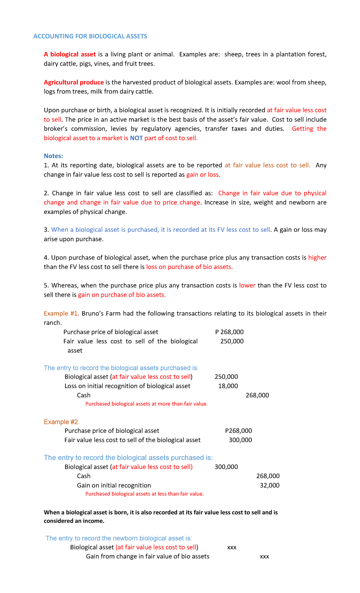 INTACC-2: Accounting for Biological Assets - Practice Materials - Studocu