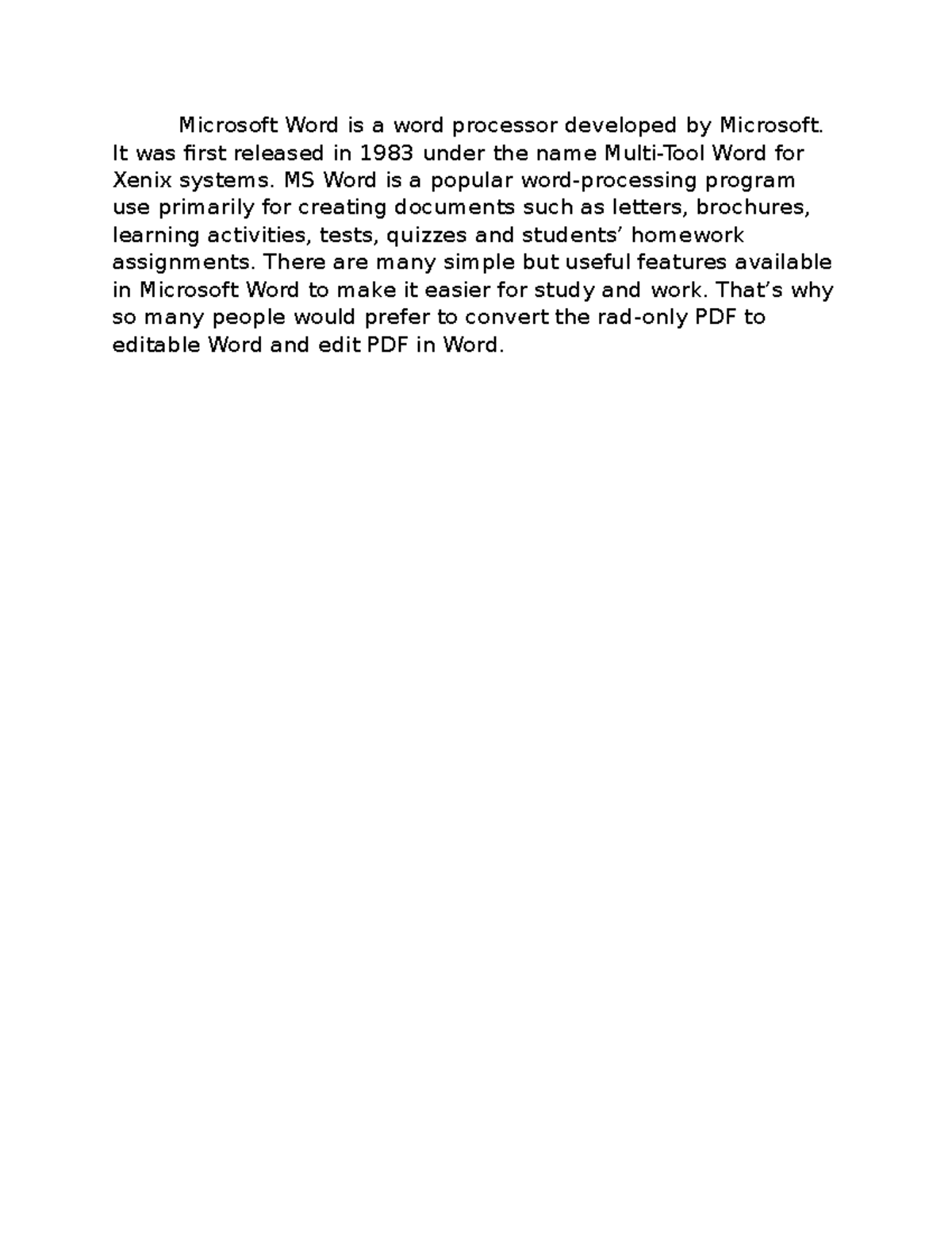 Ms-word - Just a practice document - Microsoft Word is a word processor ...