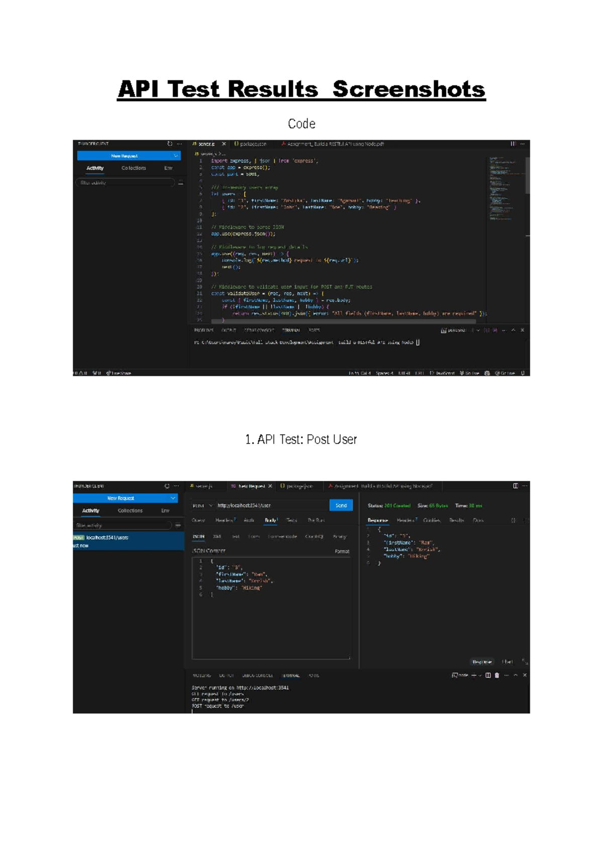 API Test Results Screenshots - Computer Science and engineering - API ...