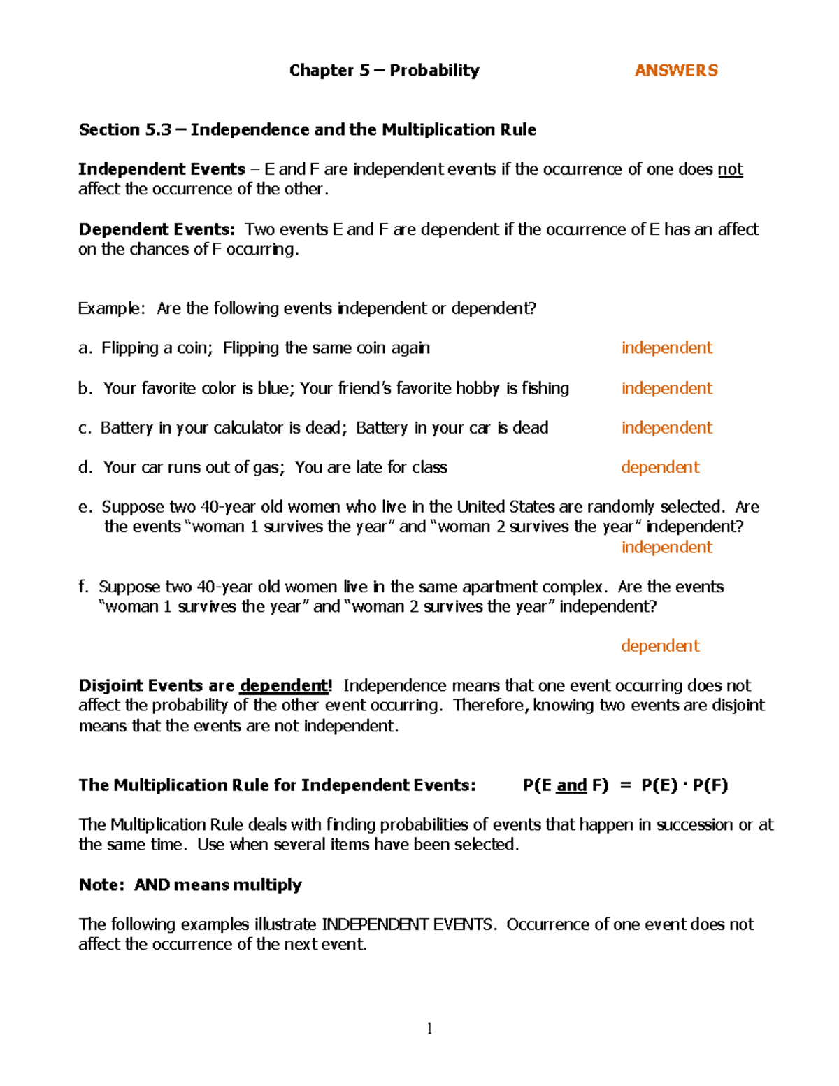 1342 Final Exam Chapter 5.3, 5.4, and 5.5 Probability Answers - Studocu