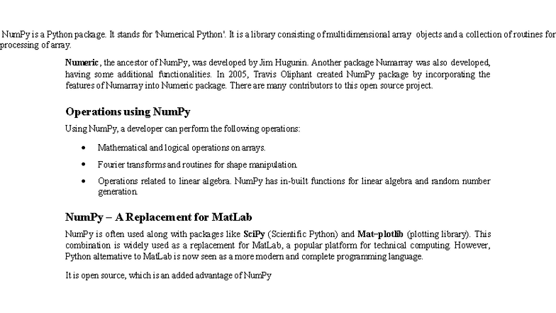Numpy Notes - Comprehensive Guide to NumPy Package (CS101) - Studocu