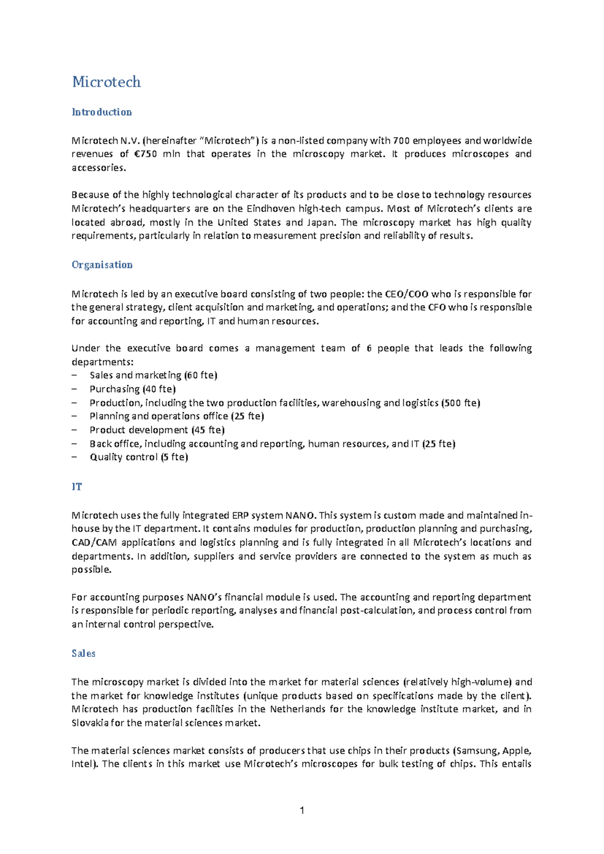Microtech Case Study: Organizational Structure & ERP Insights - ICAIS ...