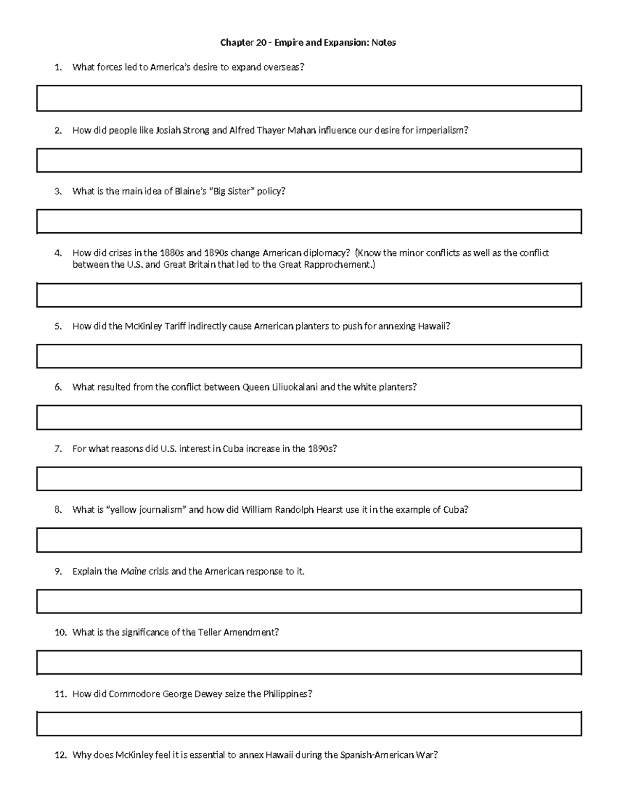 Chapter 20 - Empire and Expansion: Notes - and Great Britain that led ...