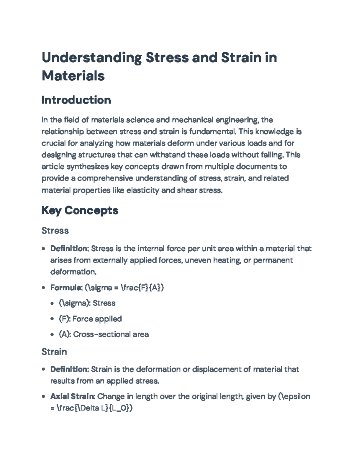 Understanding Stress and Strain in Materials: Key Concepts for ME 101 ...