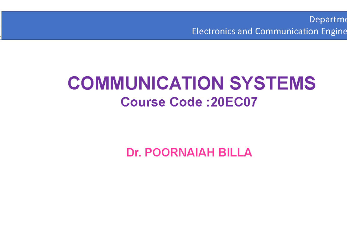 AC-UNIT-III: Angle Modulation in Communication Systems (20EC07) - Studocu