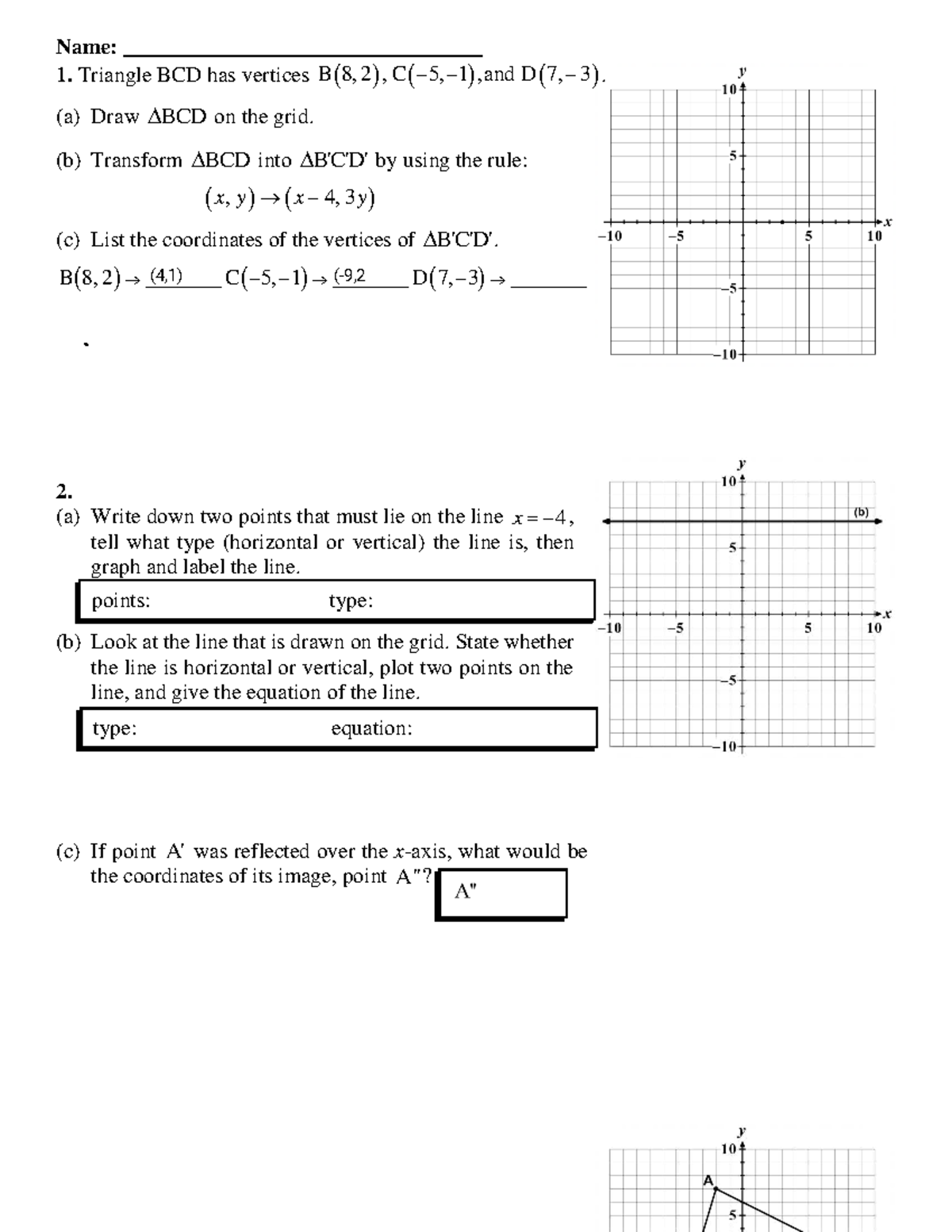 Transformations Short Review (Math 101) - Aliza Lemel - Studocu