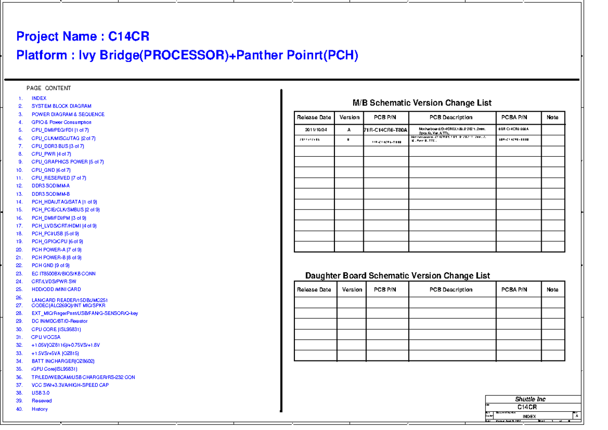 Shuttle 71R-C14CU6-T810 - 5 5 4 4 3 3 2 2 1 1 TitleSize Document Number ...