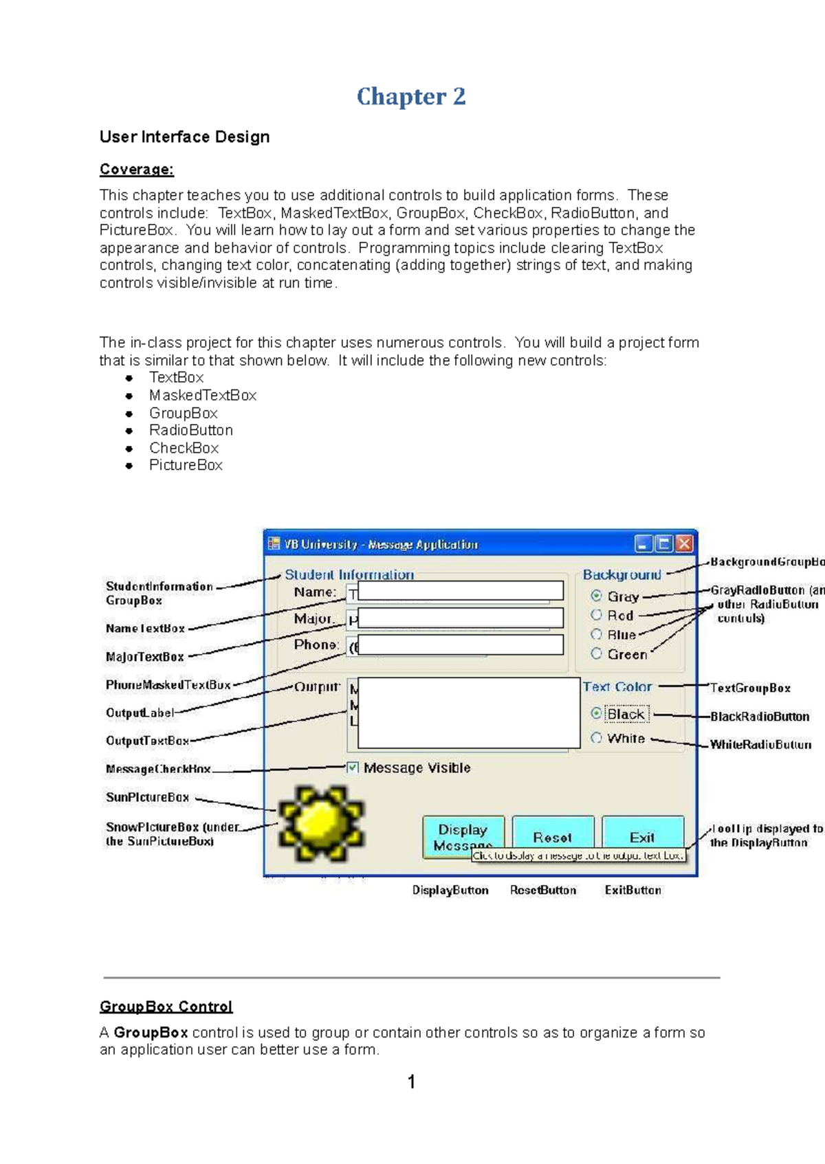 Chapter 2: User Interface Design in VBU 2 (BIT 263) - Studocu