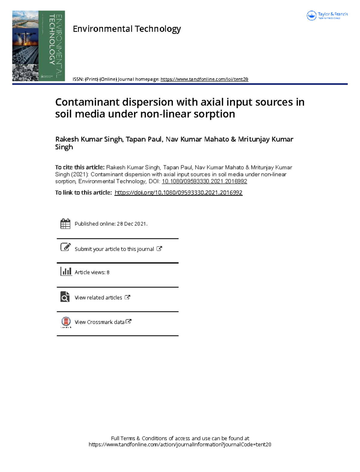 Contaminant Dispersion with Axial Sources in Soil Media (2021) - Studocu