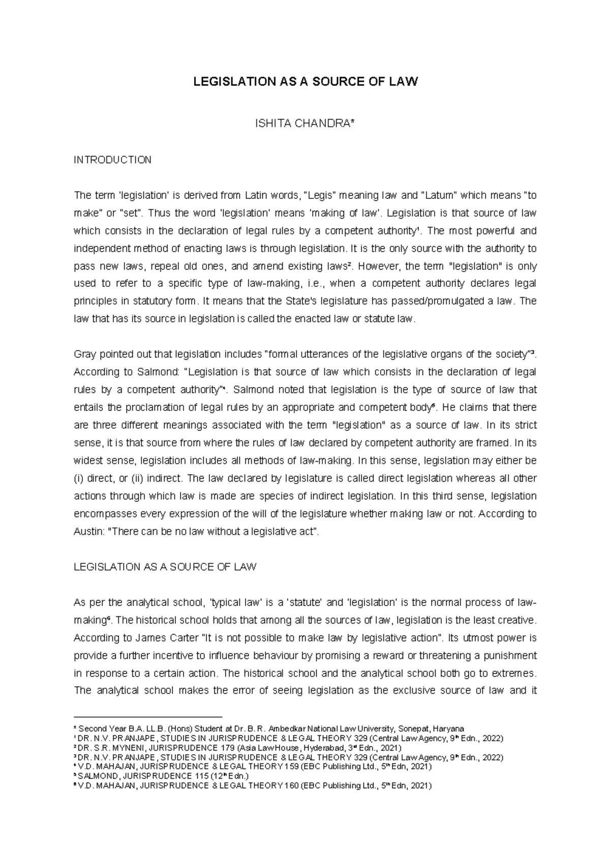 Legislation as a Source of Law: An Analytical Overview for B.A. LL.B ...