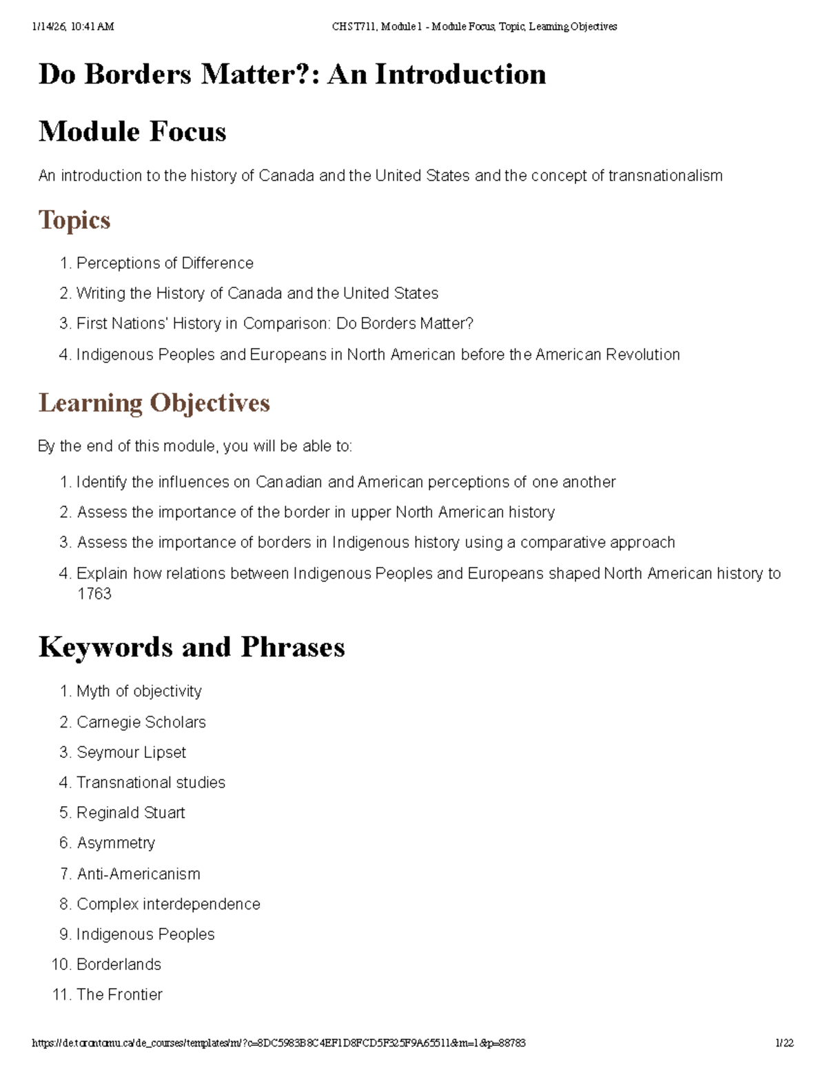 CHST711: Module 1 - Do Borders Matter? An Intro to Canada-US Relations ...
