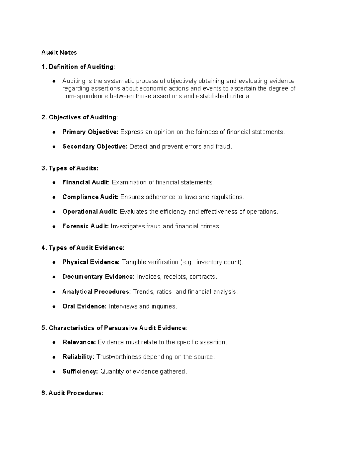 001 - Notes - Audit Notes Definition of Auditing: Auditing is the ...