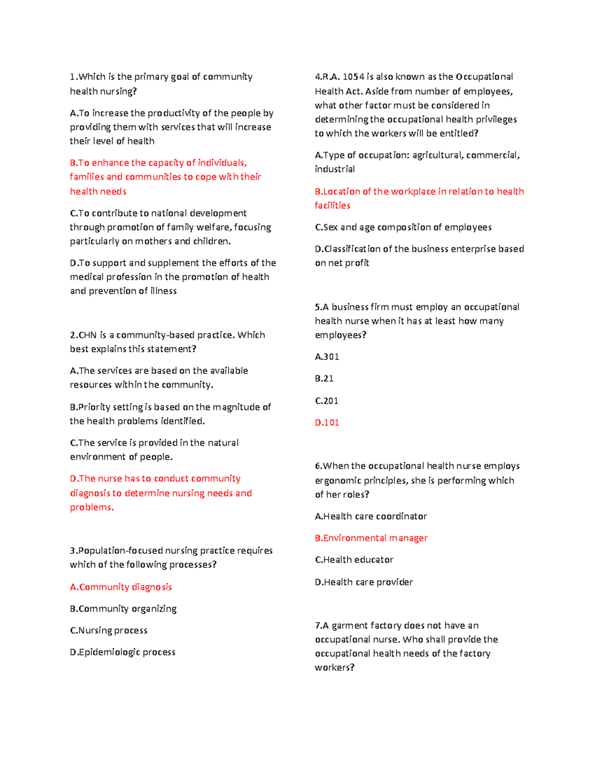CHN 101 Midterm Exam Review: Community Health Nursing Concepts - Studocu