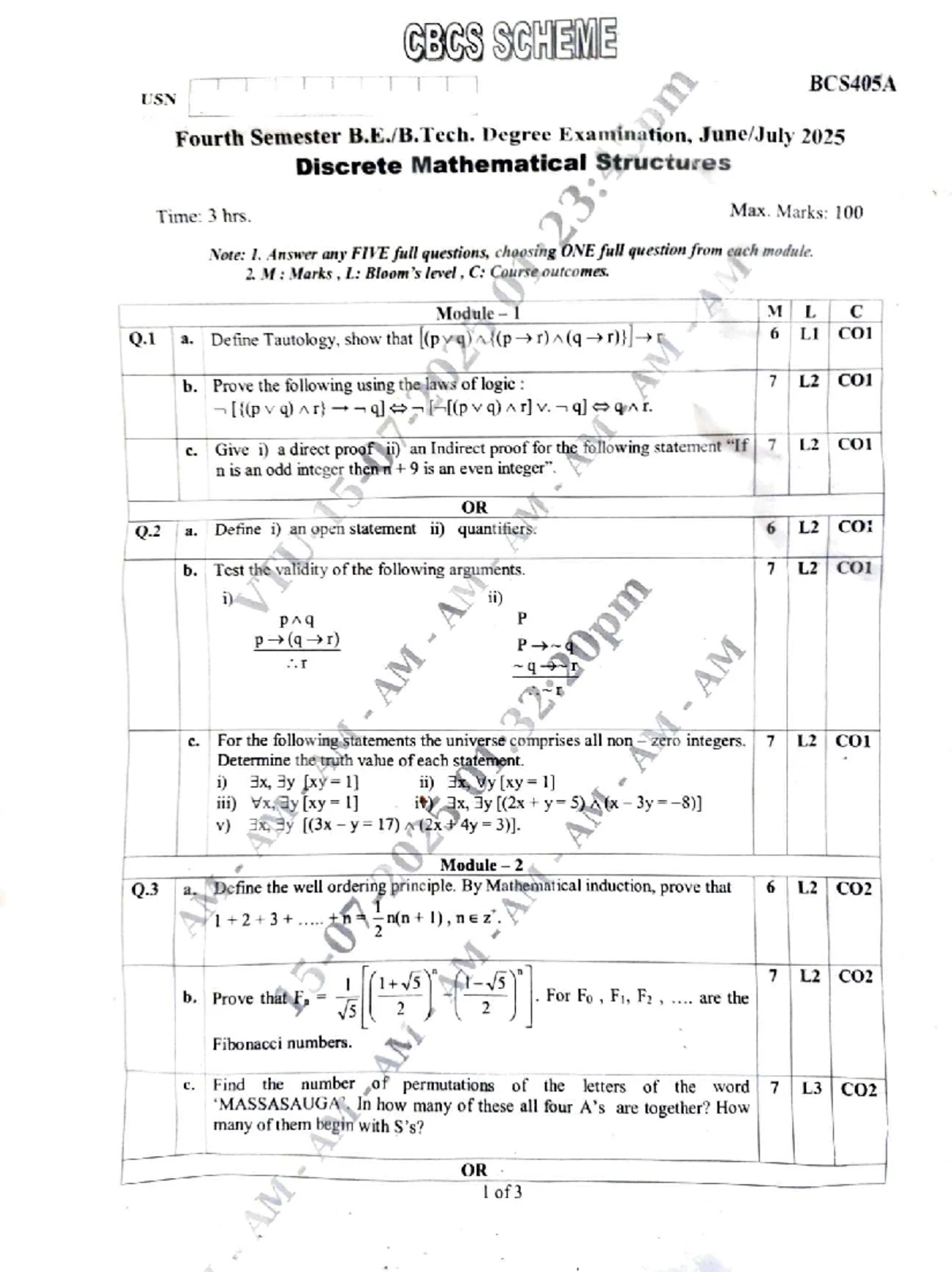 DMS Module 4: Principles of Counting II - Inclusion-Exclusion ...