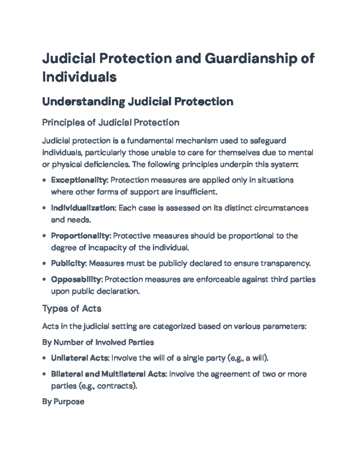 Judicial Protection and Guardianship: Principles and Provisions ...