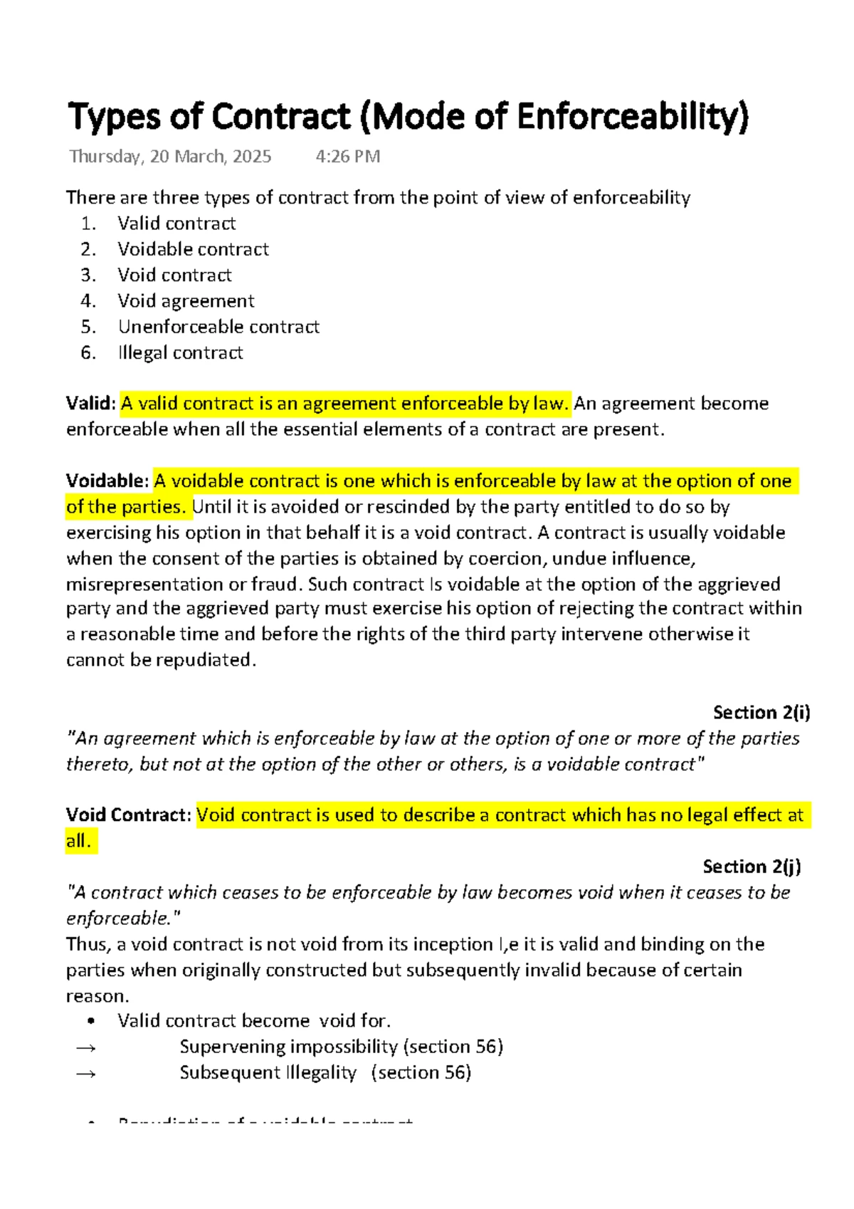 Contract Types: Executed vs. Executory (Mode of Execution) - Studocu