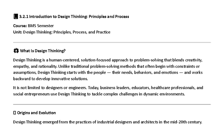 3.2.1 Introduction to Design Thinking: Principles & Process (BMS) - Studocu