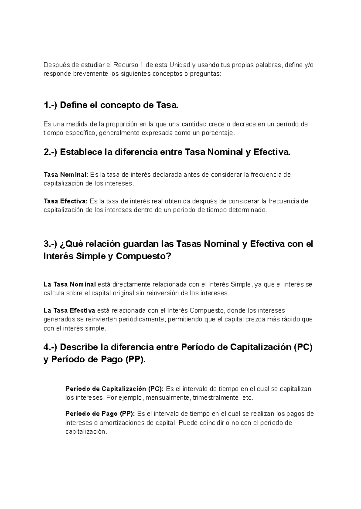 Unidad 4: Actividad 1 sobre Tasa Nominal y Efectiva en Finanzas - Studocu