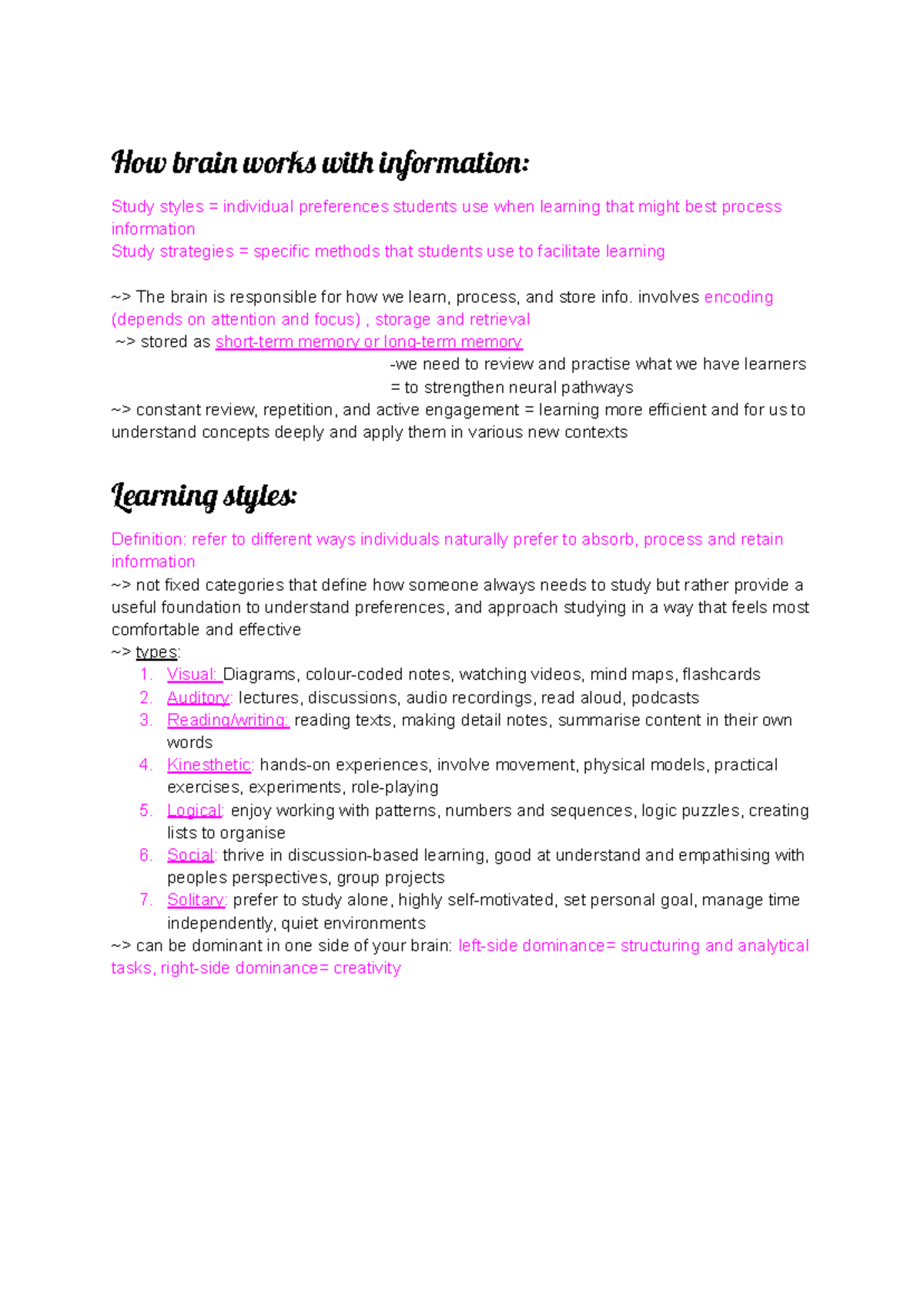 Term 2 LO Notes - CAPS Curriculum: Understanding Learning Styles ...