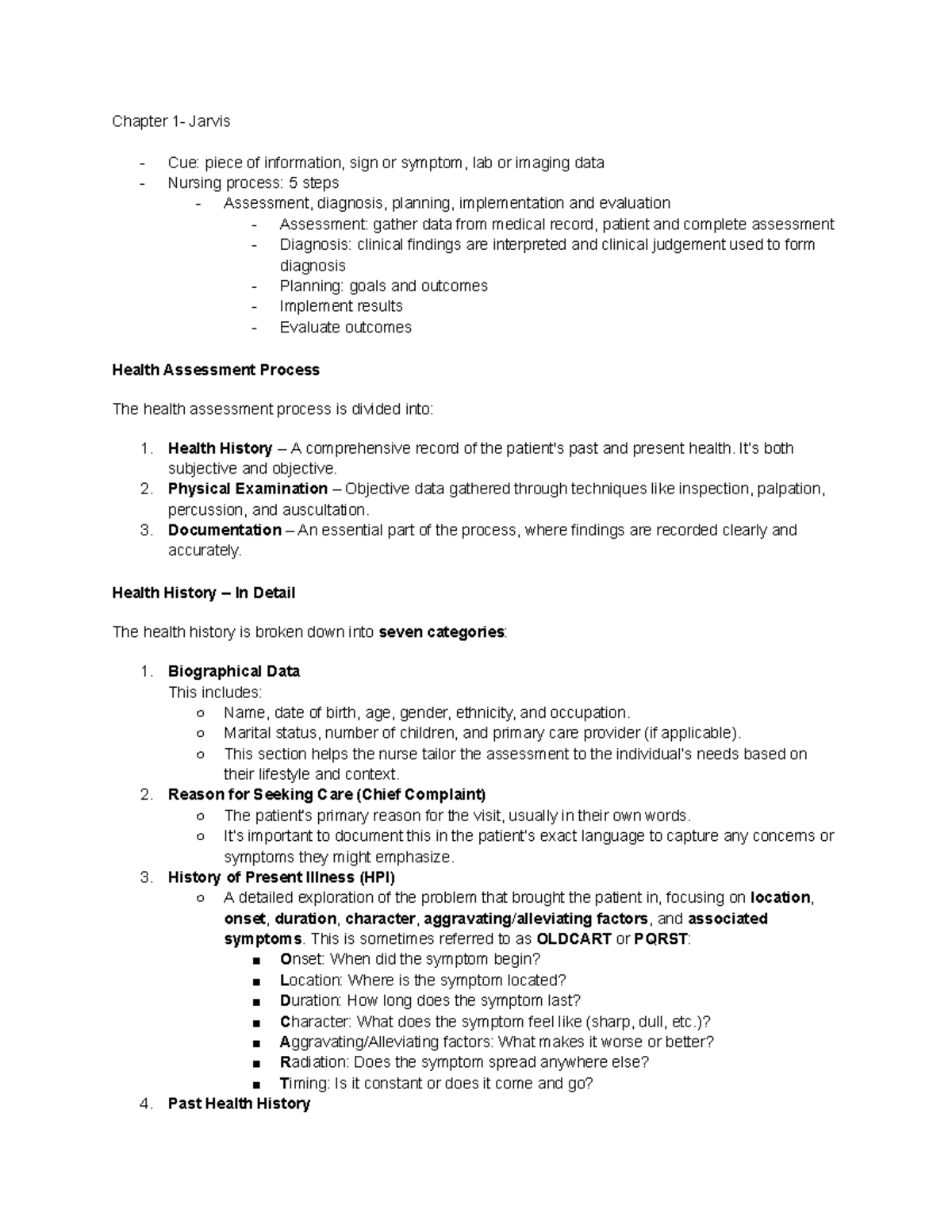 NU 615 Week 1 Lecture Notes - Health Assessment and Developmental ...
