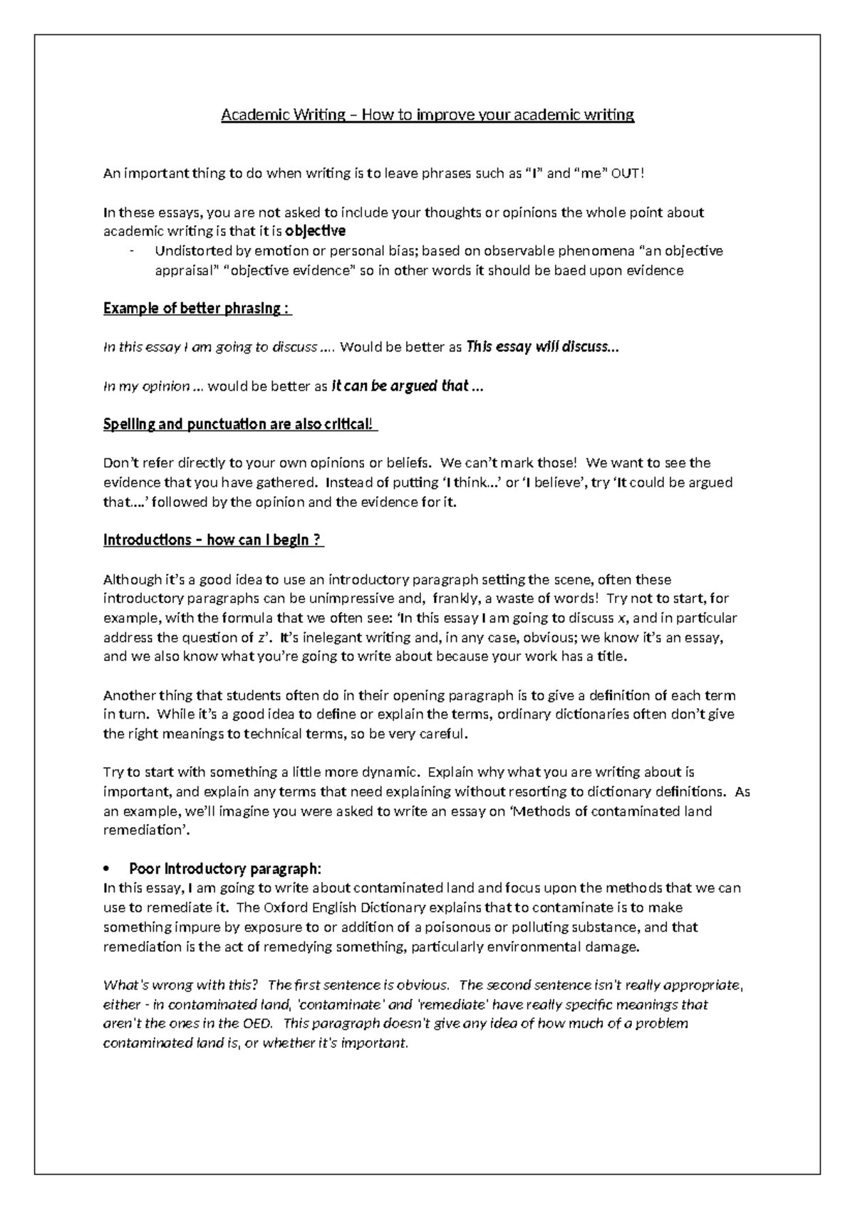 Academic Writing - some revision work - Academic Writing – How to ...