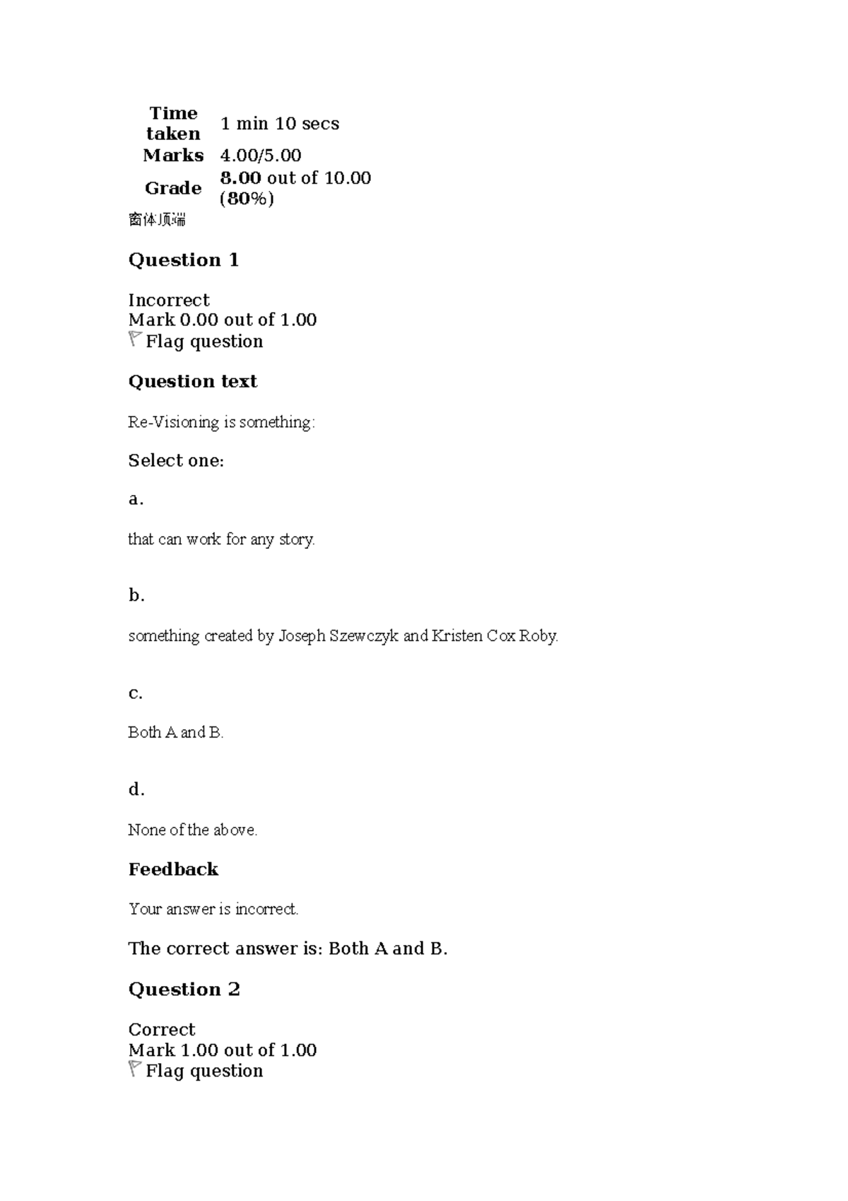 ENGL 1405 Self Quiz: Unit 6 Assessment Results and Feedback - Studocu