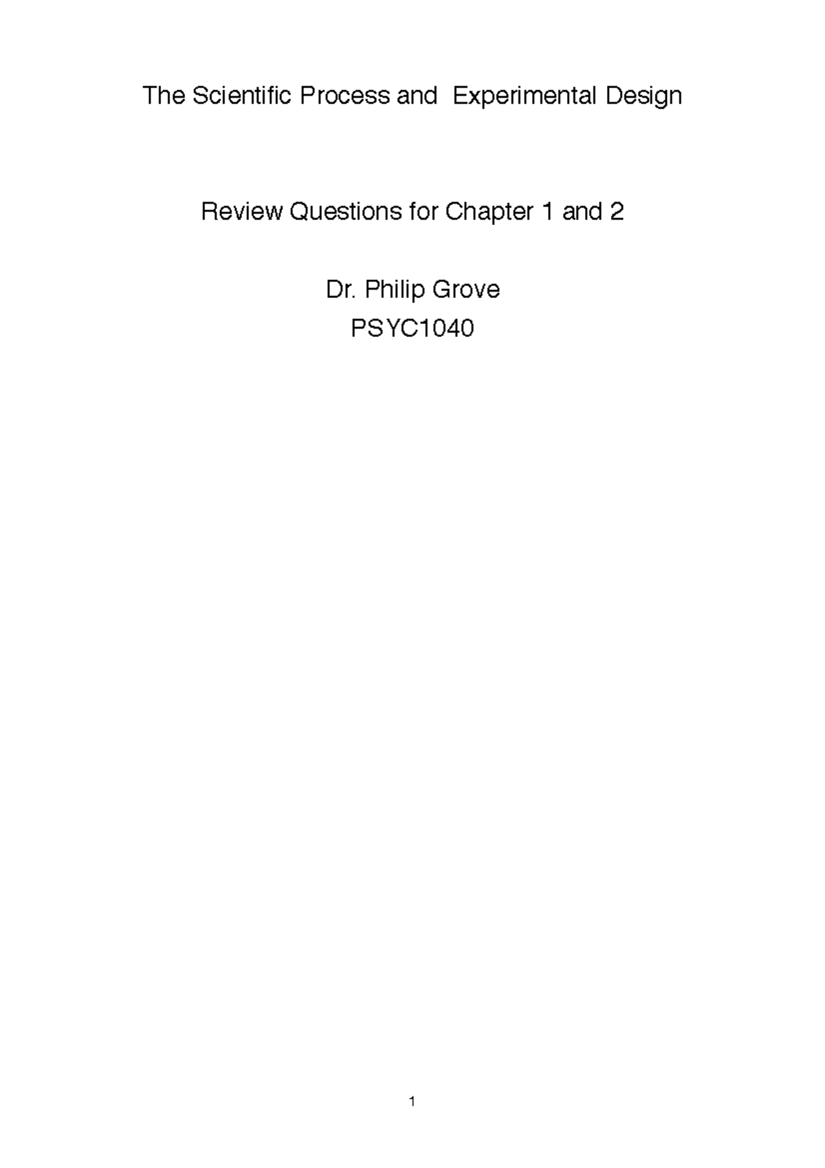 Tutorial work - practice questions for research design - The Scientific ...