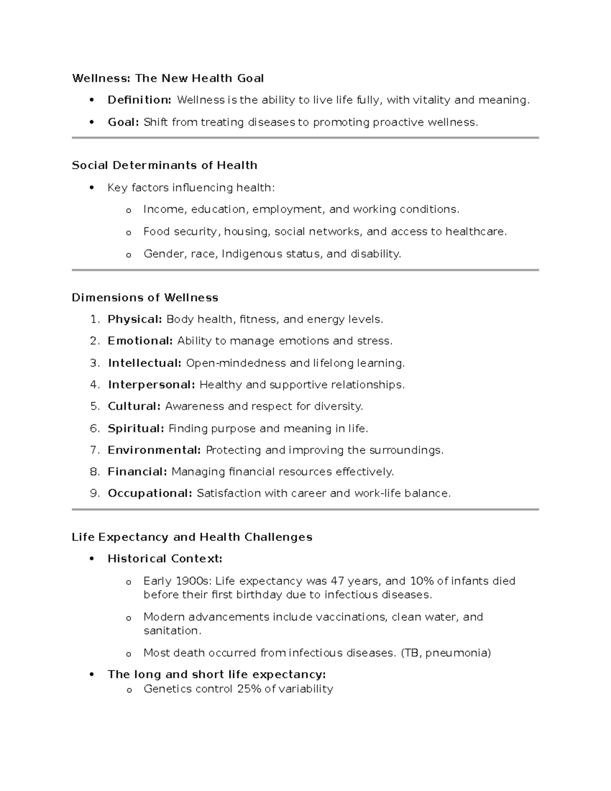 KPER UNIT 1 - Notes - Wellness: The New Health Goal Definition ...