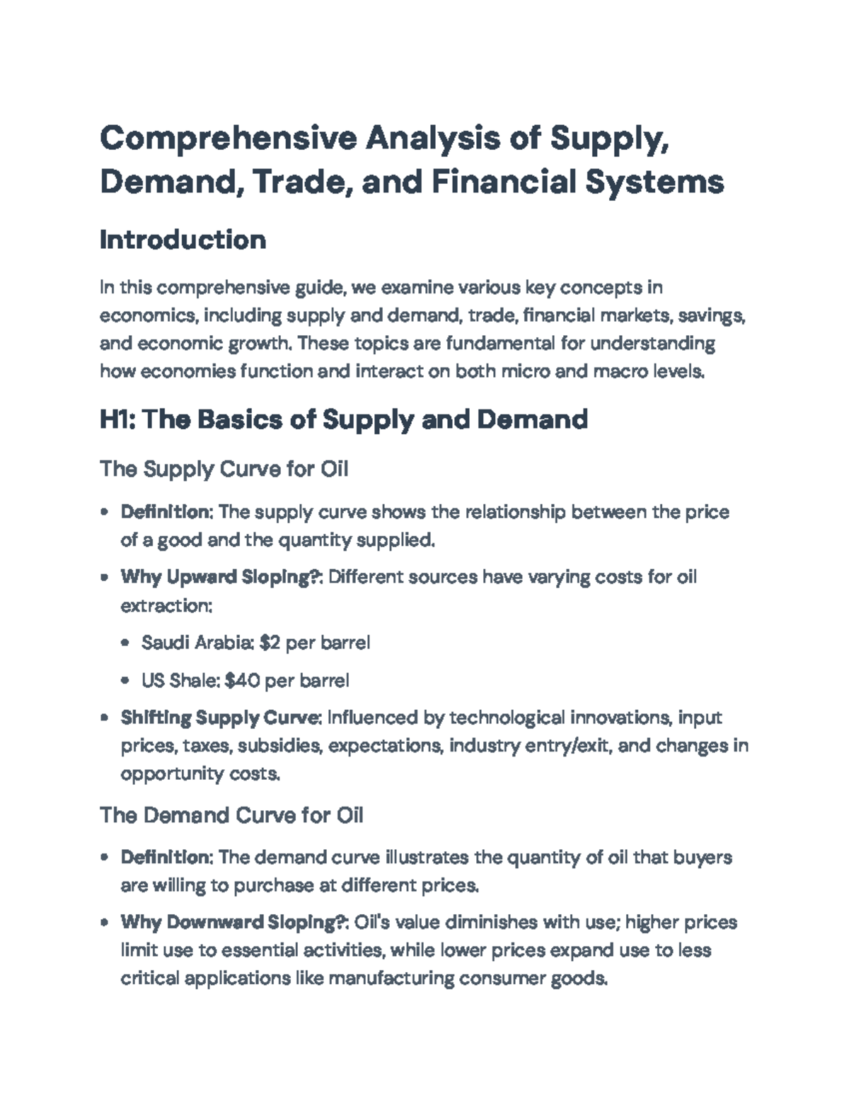 Comprehensive Economics Guide: Supply, Demand, Trade, and Finance ...