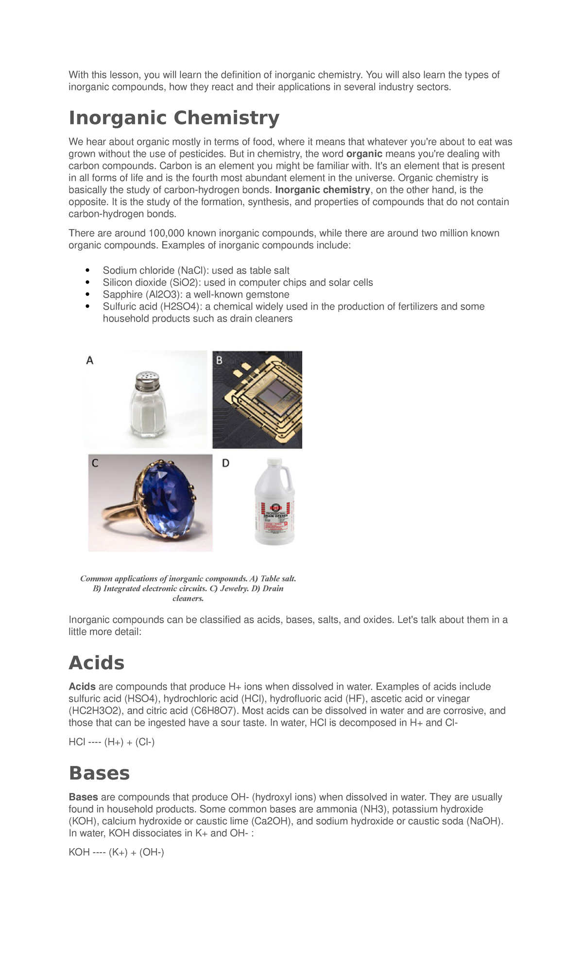 Inorganic Chemistry Lesson: Definition, Types, and Reactions - Studocu