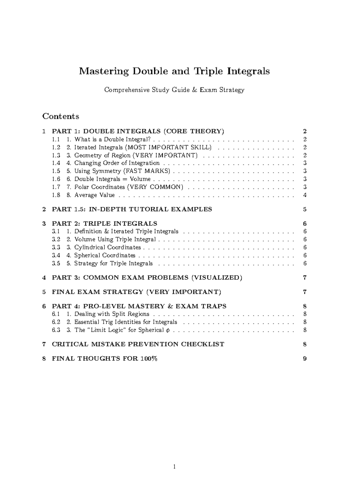 Math 238 Comprehensive Study Guide: Mastering Double & Triple Integrals ...
