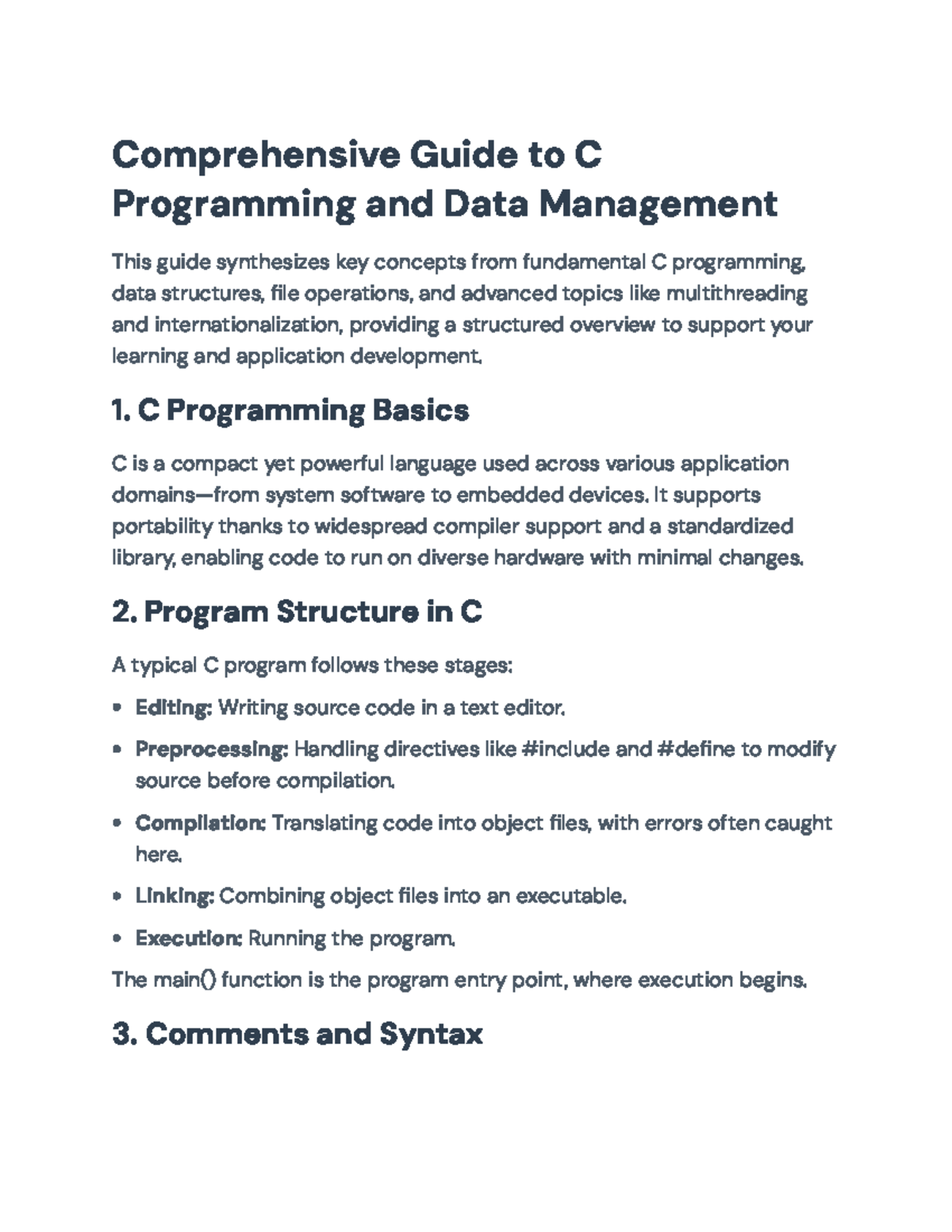 C Programming & Data Management: A Comprehensive Study Guide - Studocu