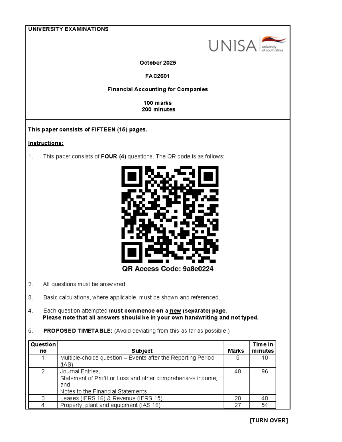 FAC2601 October 2025 Financial Accounting Exam Paper - Studocu