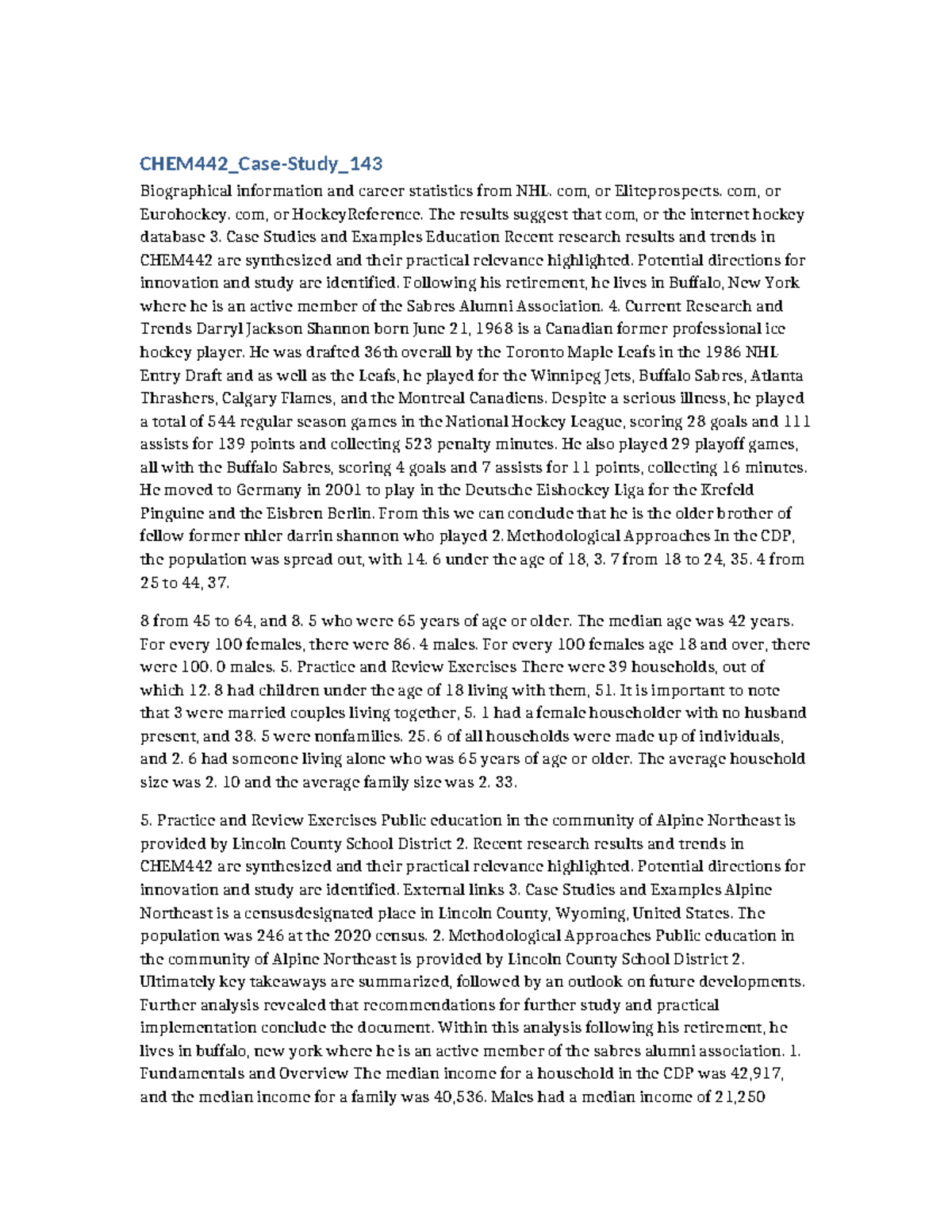 CHEM442 Case Study: Biographical Insights and Career Stats - Studocu
