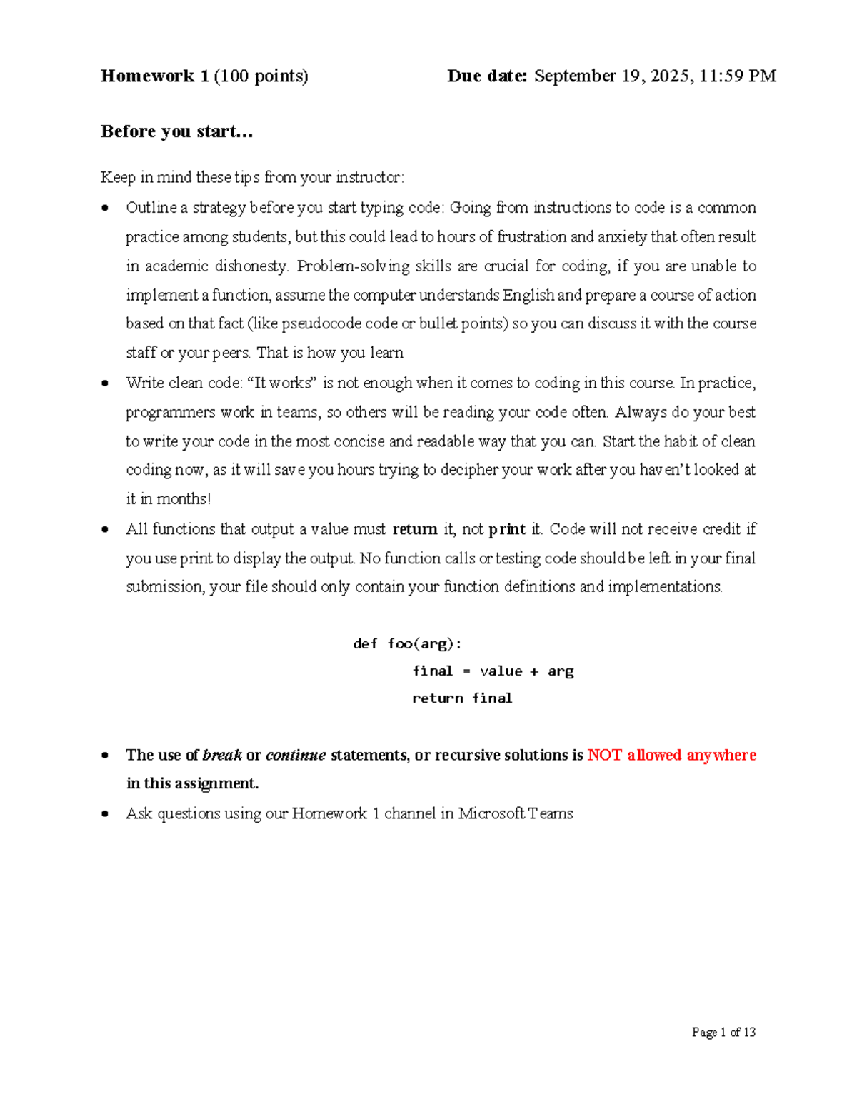 HW1: Homework 1 Guidelines and Tips for Success - Studocu