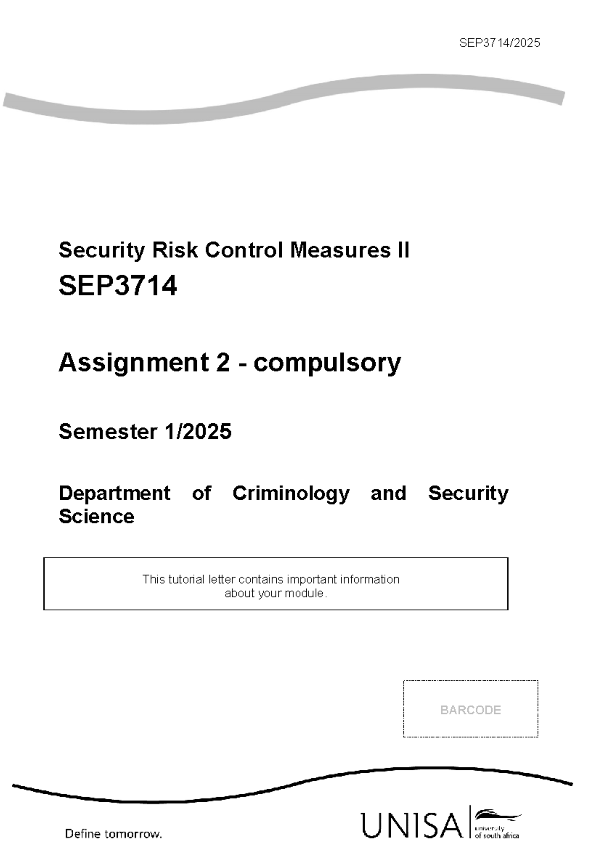 Security Risk Control Measures II SEP3714 Assignment 2 Guidelines for ...