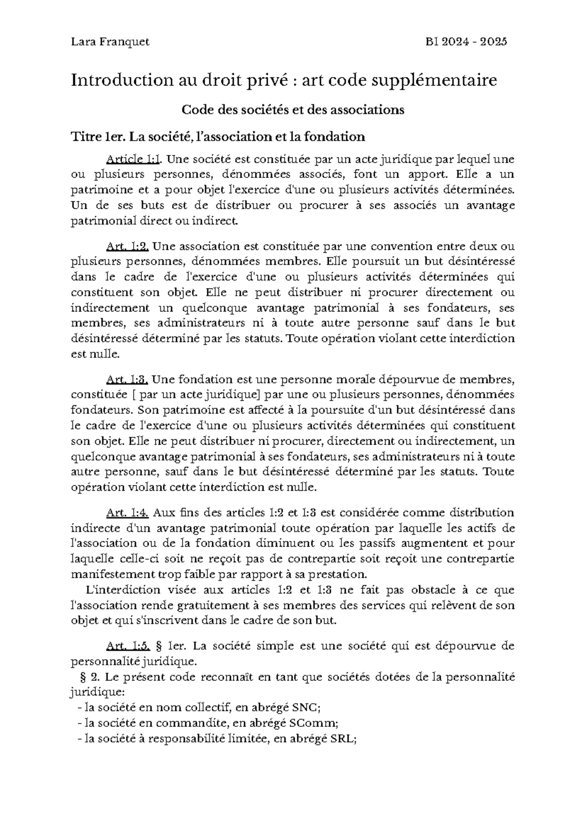 Introduction au droit privé art code supplémentaire - Introduction au ...