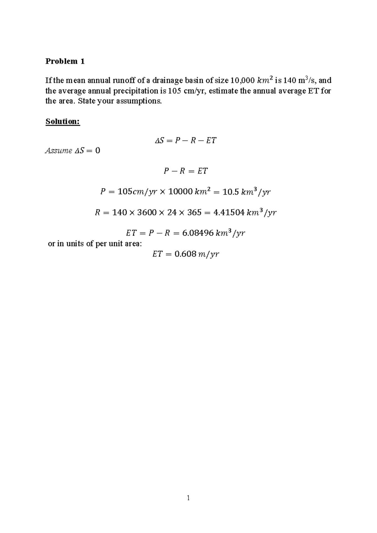 CIV3285 Week 2 Practical Class: Hydrology Problems & Solutions - Studocu