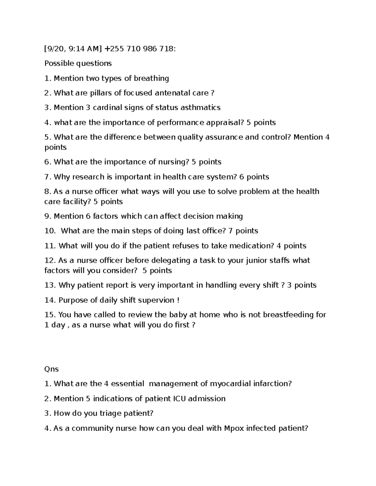 9:14 710 986 718: Key Nursing Interview Questions and Answers - Studocu