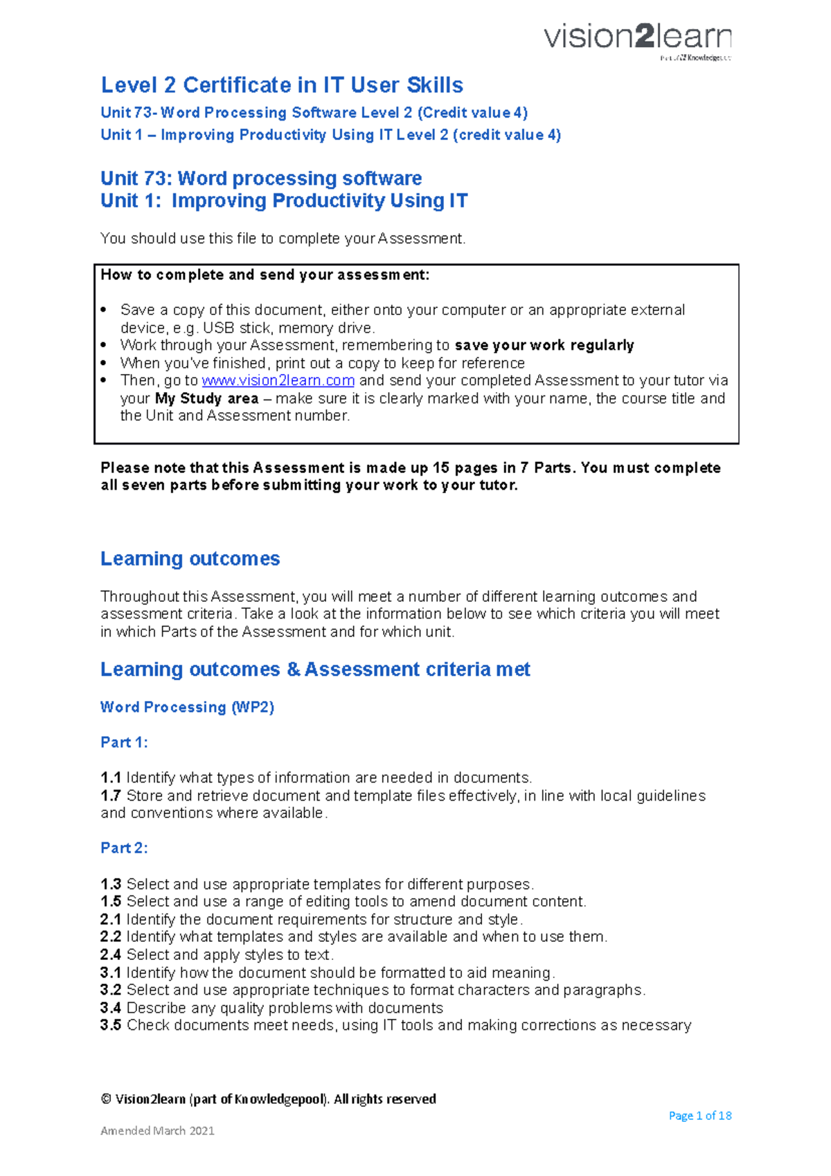 WP2 Assessment: Word Processing Concepts and Techniques Overview - Studocu