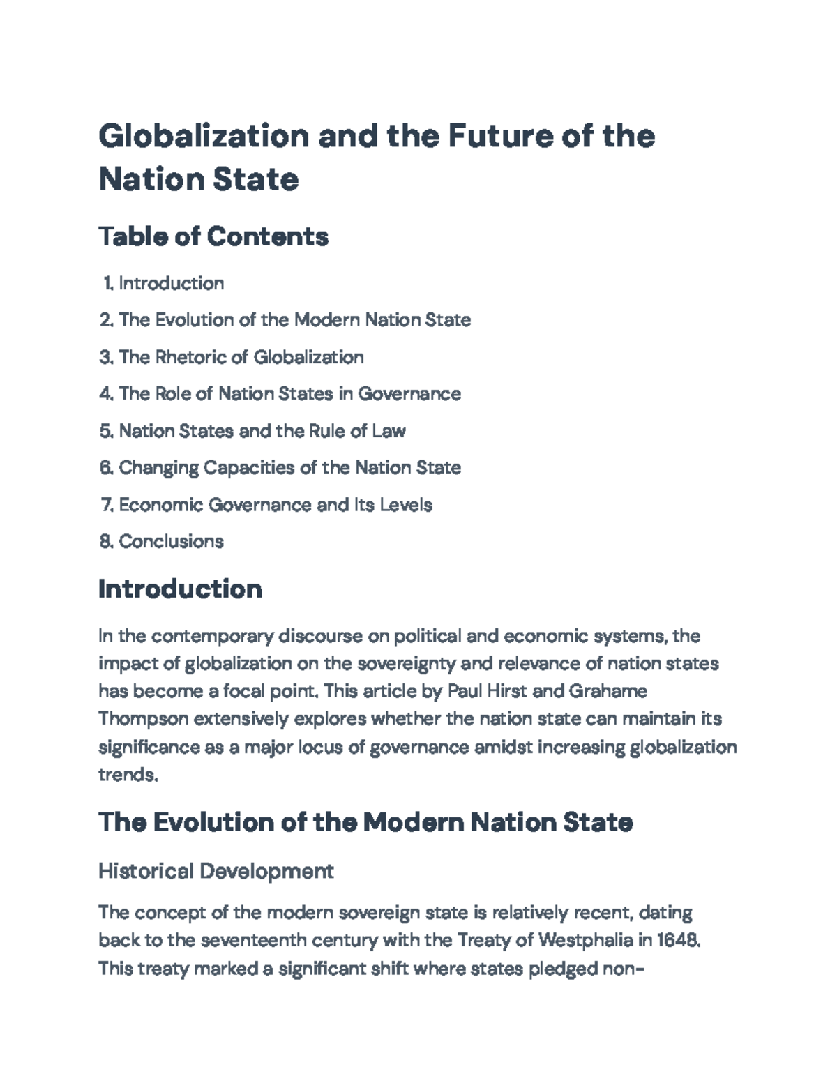 Globalization vs. Nation States: Governance and Power Dynamics Analysis ...