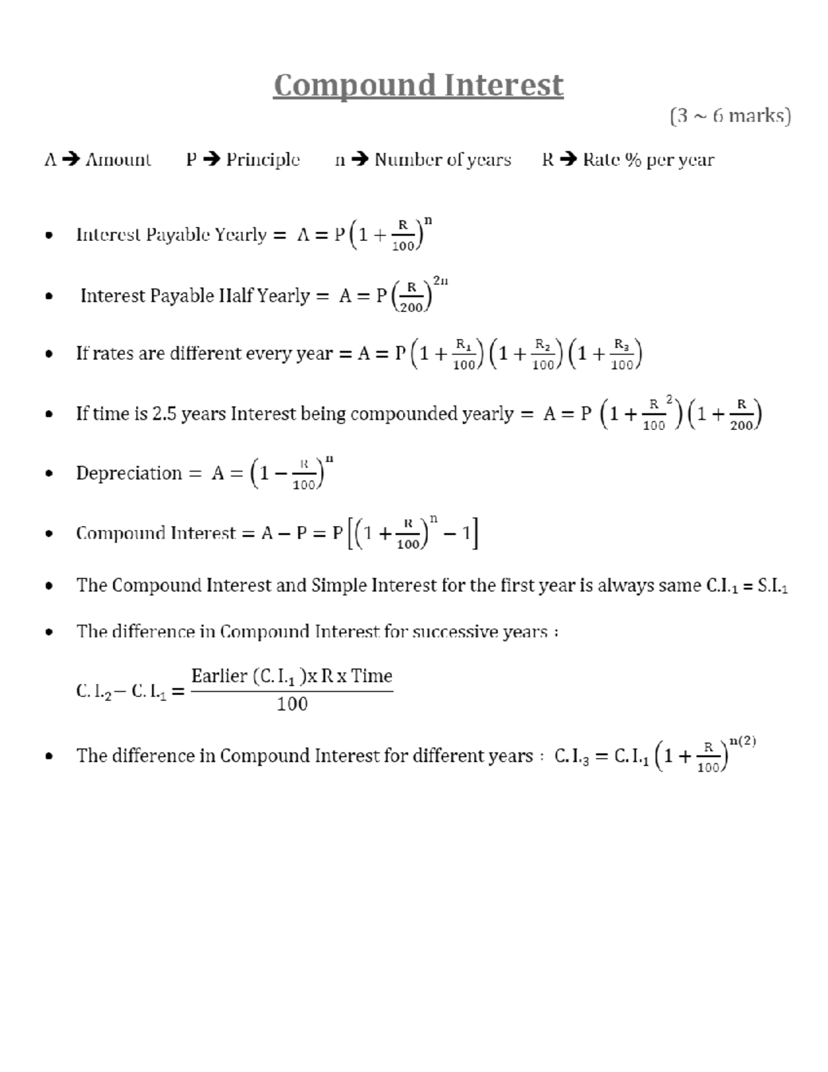 Mathematics Formulas and Concepts for Exam Preparation (MATH 101) - Studocu