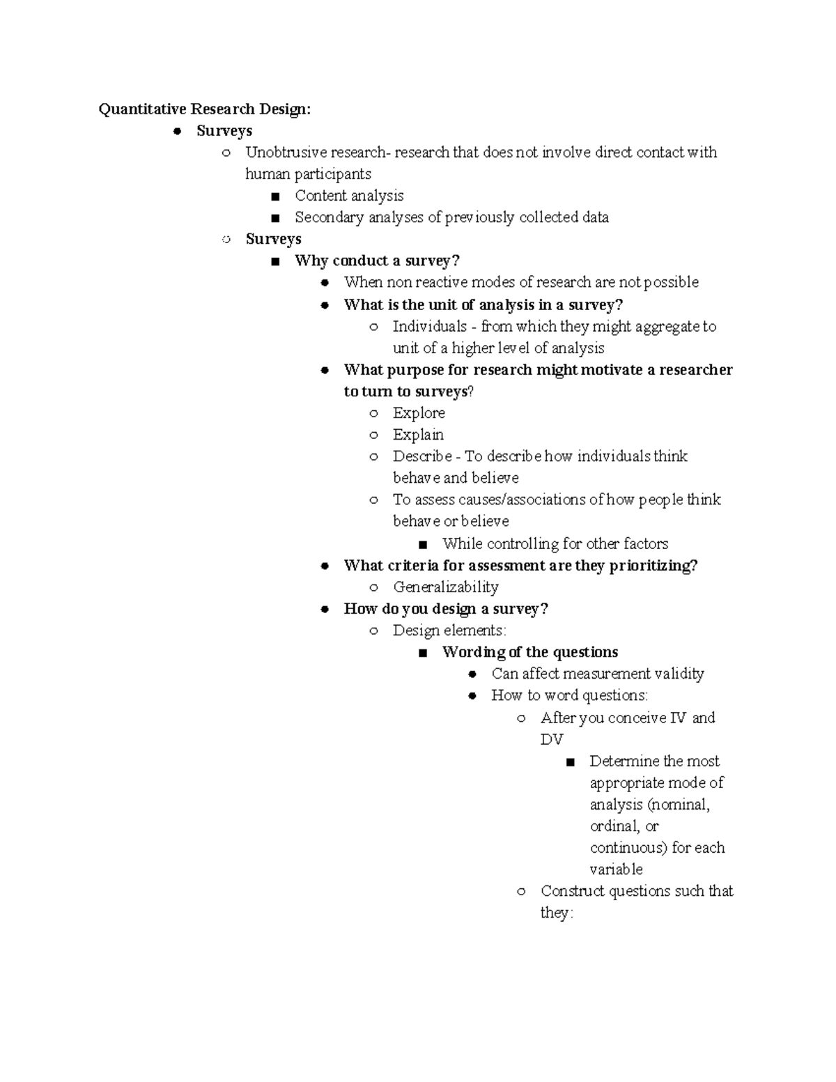 Quantitative Research Design: Survey Methodology in SOC 305 ...