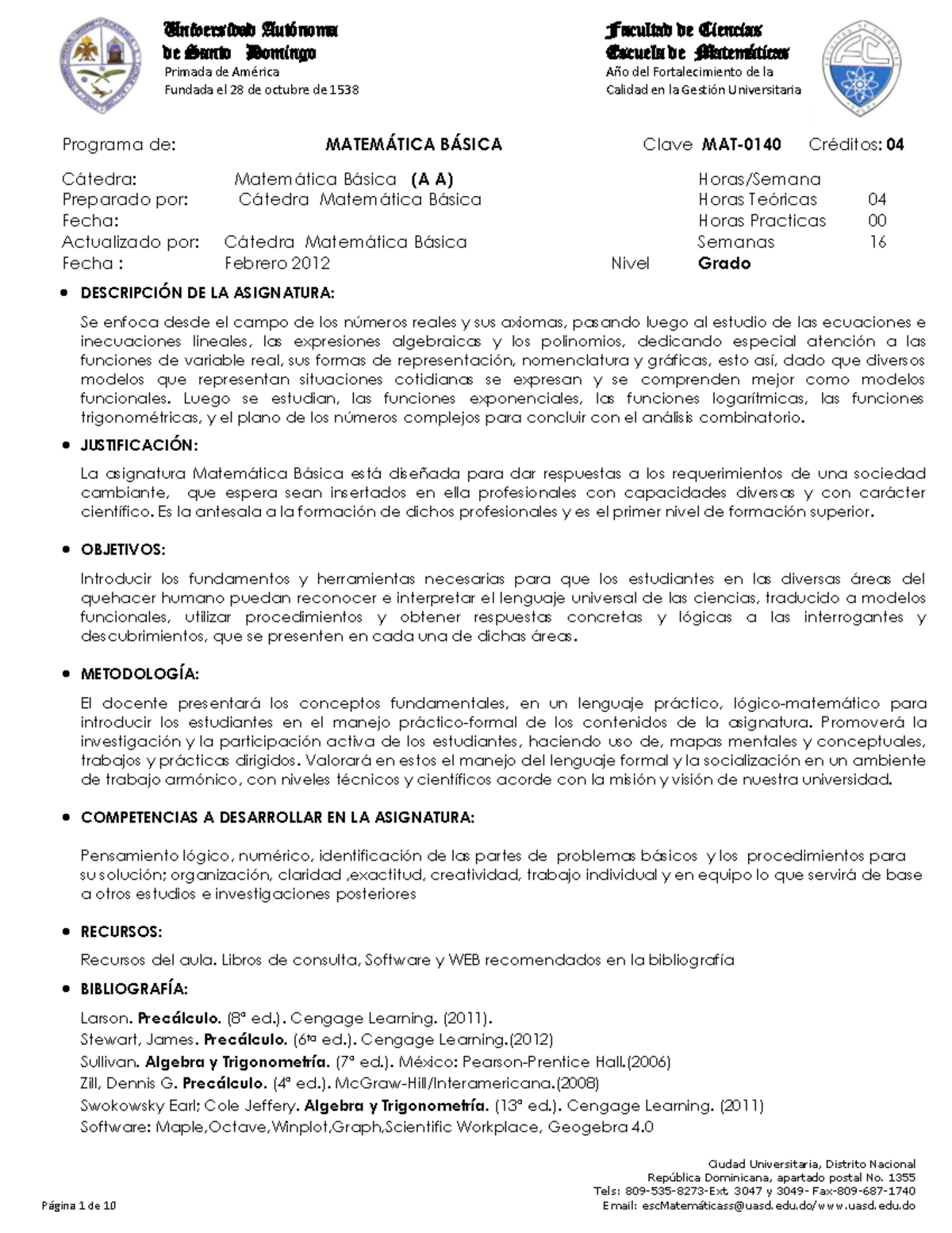 Programa MAT-014 - Matemática Básica: Contenidos y Evaluación Final ...
