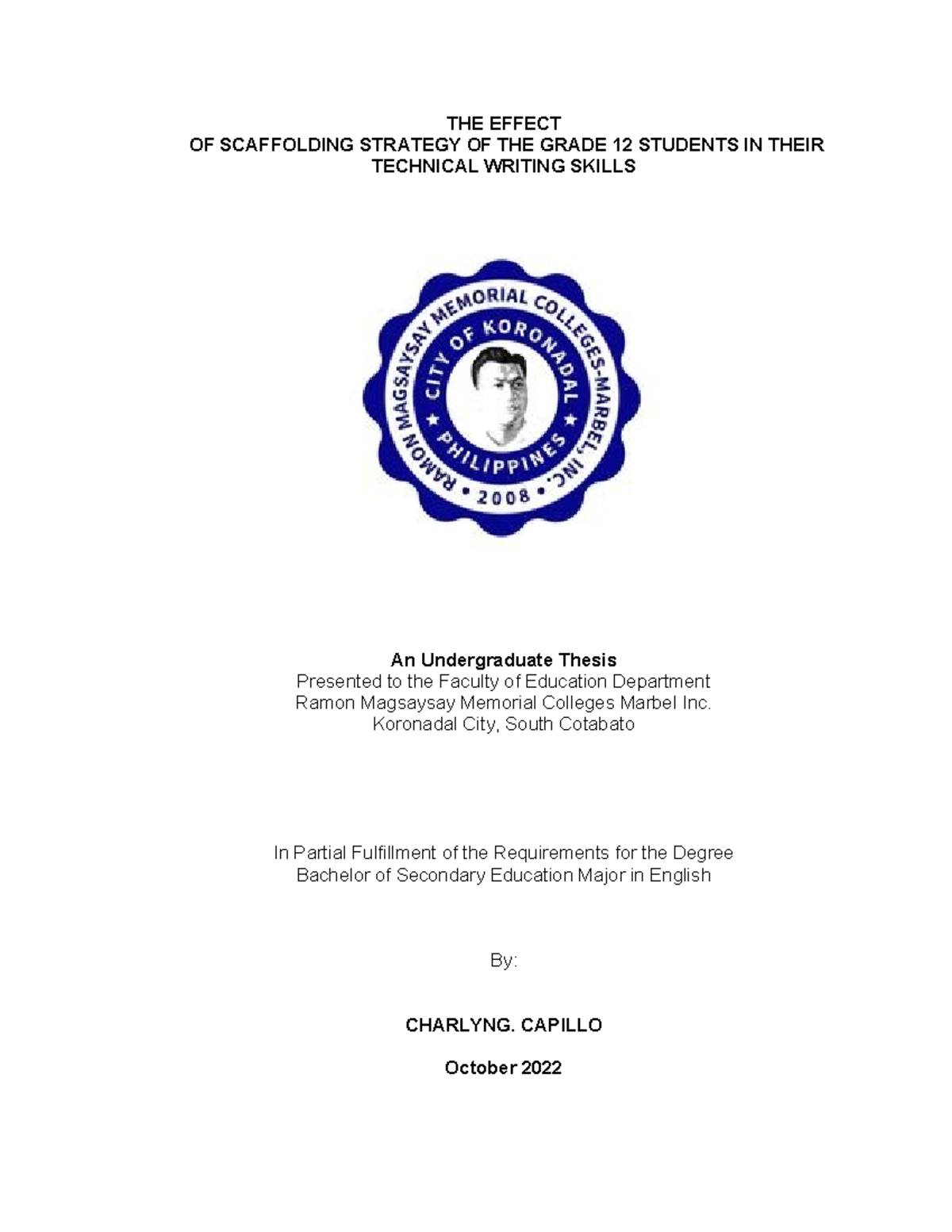 THE Effect OF Scaffolding Strategy OF THE Grade 12 Students IN Their ...