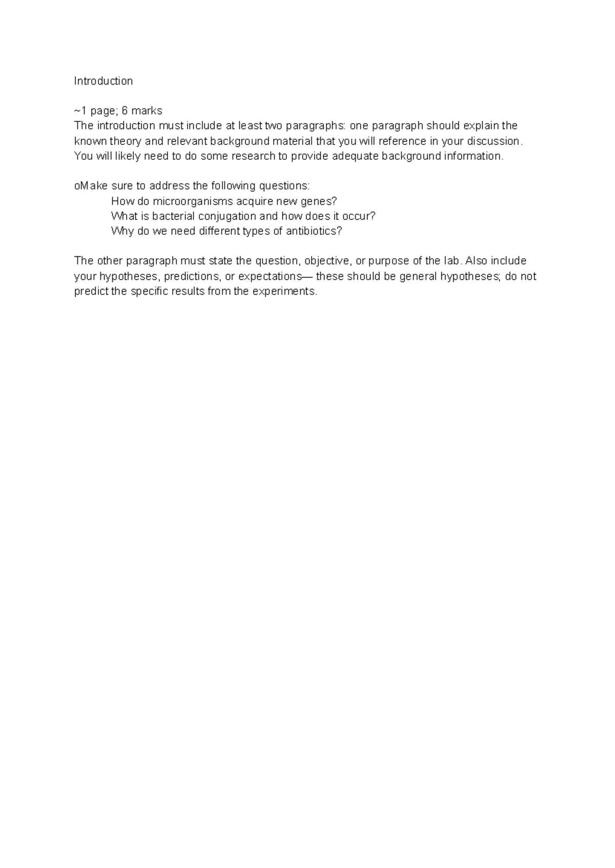 Introduction guidelines - Introduction ~1 page; 6 marks The ...